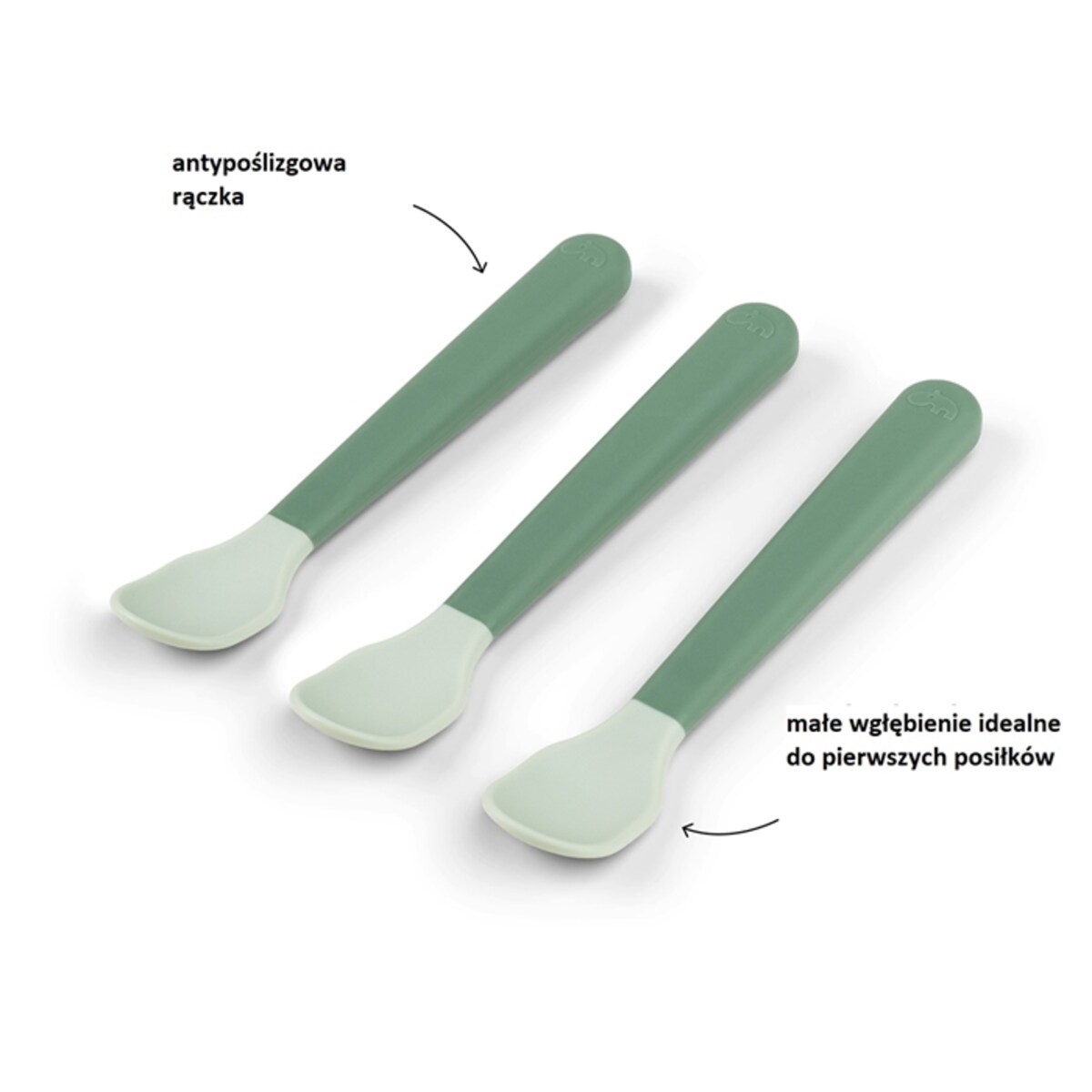 Done by Deer Łyżeczki dla Niemowląt Easy-grip 3szt Foodie Green