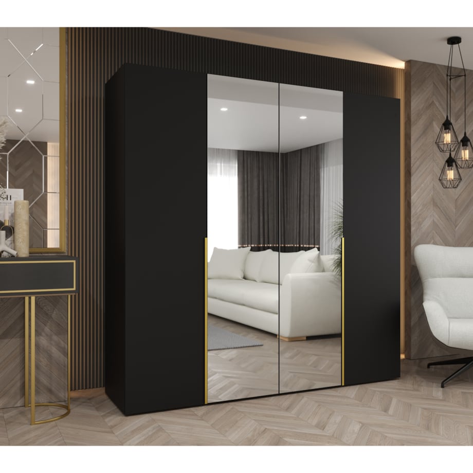 Szafa uchylna otwierana ALICANTE 2 200 wys. 202 cm Czarny + u. Złoty