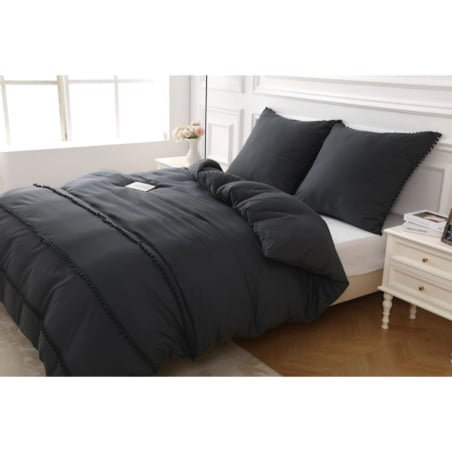 pościel mikrofibra boho z pomponami 200x220 cm