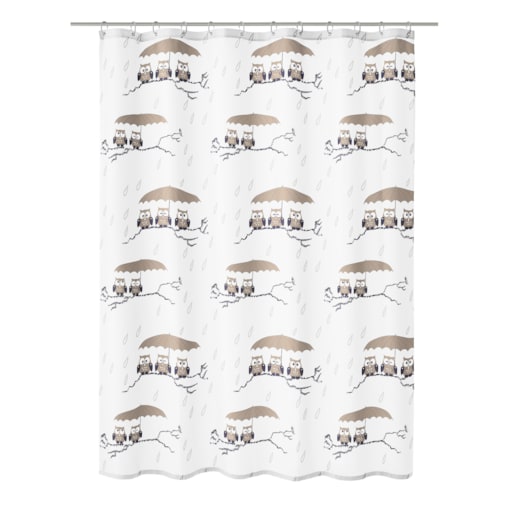 Kleine Wolke Eulen Tekstylna Zasłona prysznicowa Taupe 180x180 cm sowy