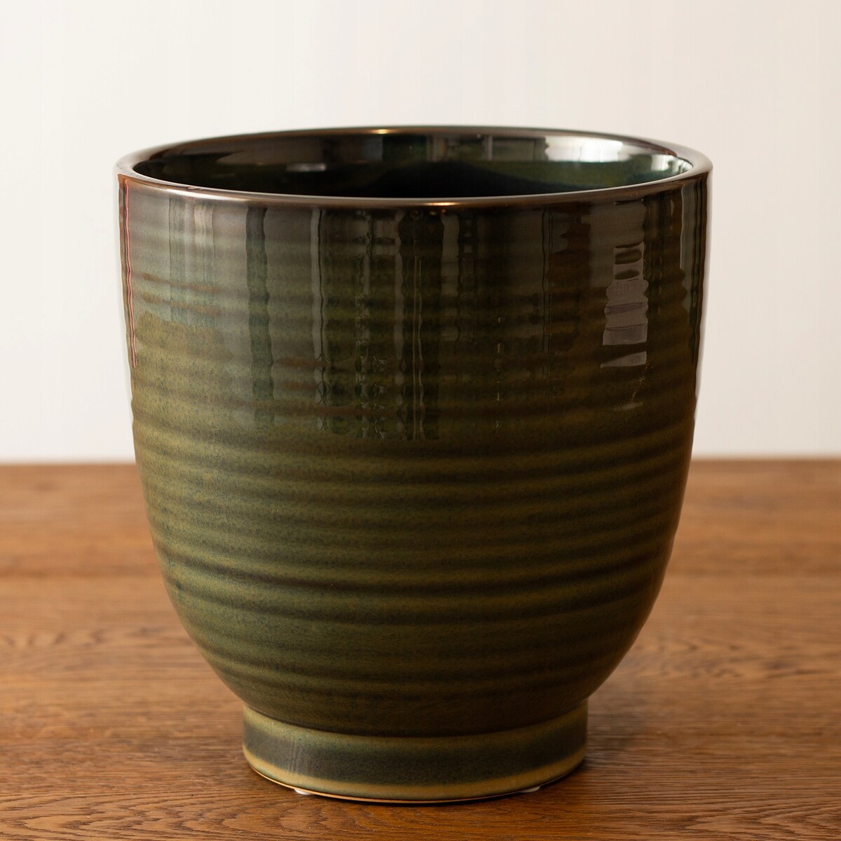 OSŁONKA DONICZKA WYSOKA CERAMICZNA ZIELONA do salonu połysk donica 17cm