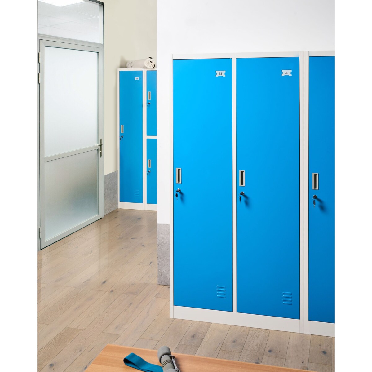 Szafa socjalna ubraniowa dwudrzwiowa ATHLETE Metal Biały/ niebieski