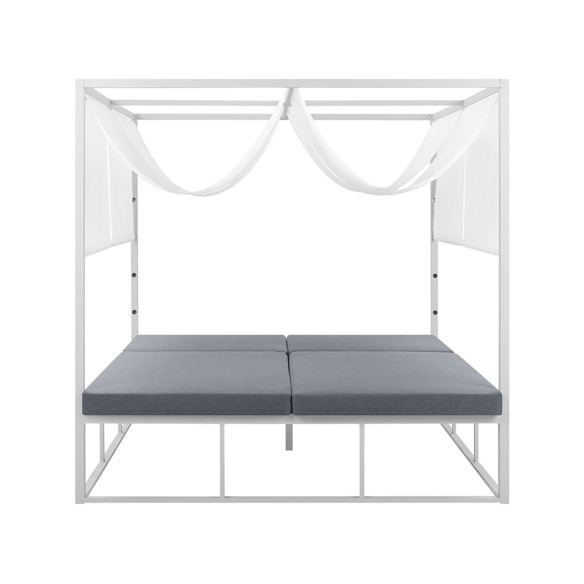 Łóżko ogrodowe z baldachimem biało-szare PALLANZA