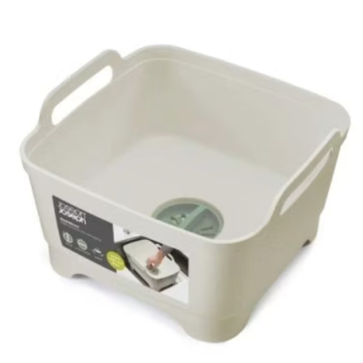 Miska z odpływem jasnoszaro-miętowa Wash & Drain, 31 x 30 x 20 cm, Joseph Joseph