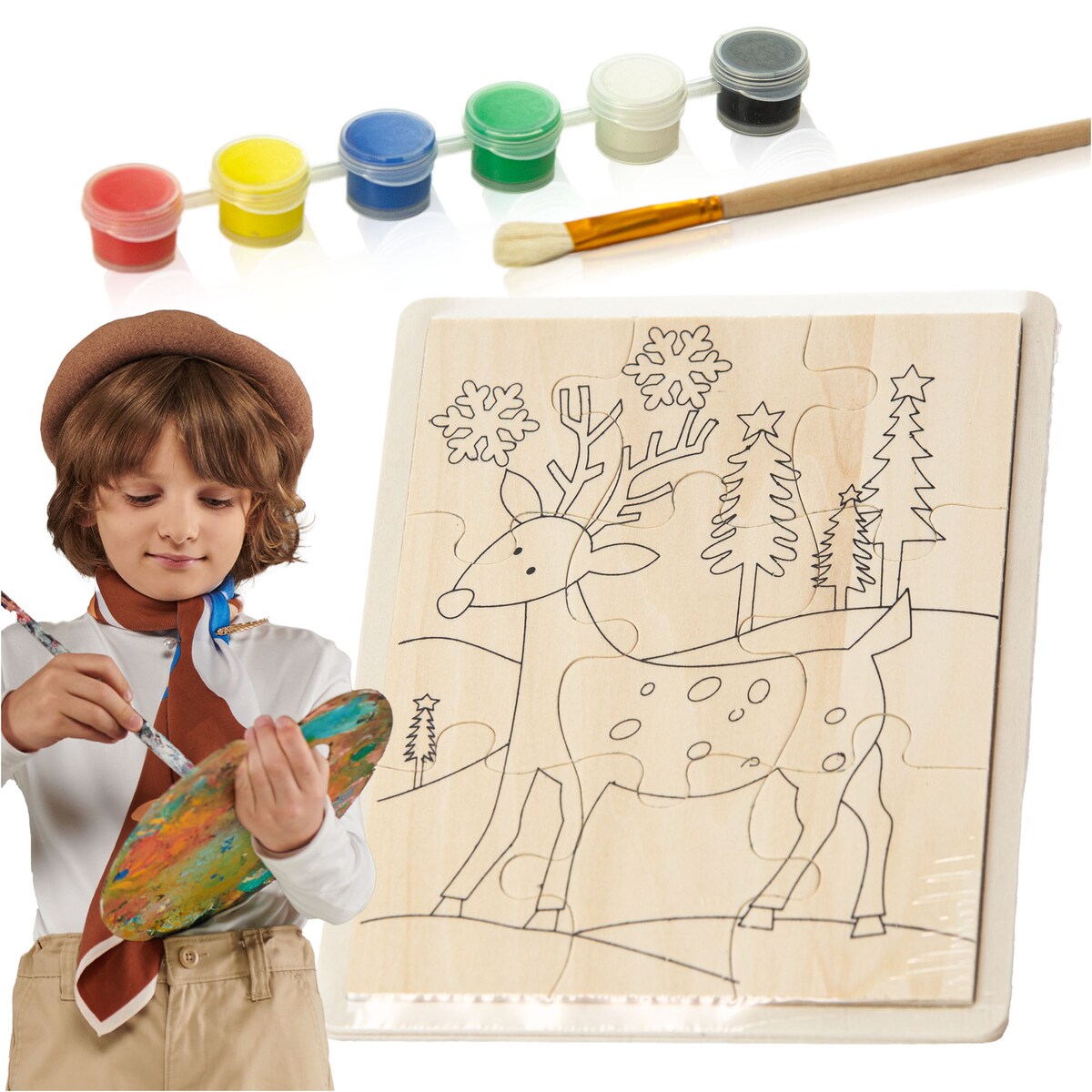 Kolorowanka Obrazek Do Malowania 15X20 Cm Świąteczny Dla Dzieci Renifer