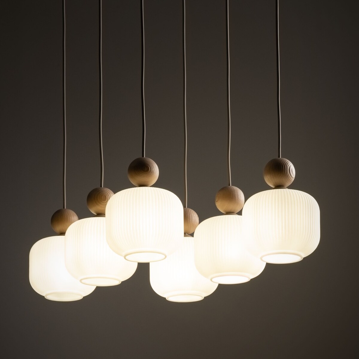 Lampa wisząca BALLO 11052 TK Lighting 6xE14 beżowo-biała szklana do salonu i jadalni regulowana wysokość