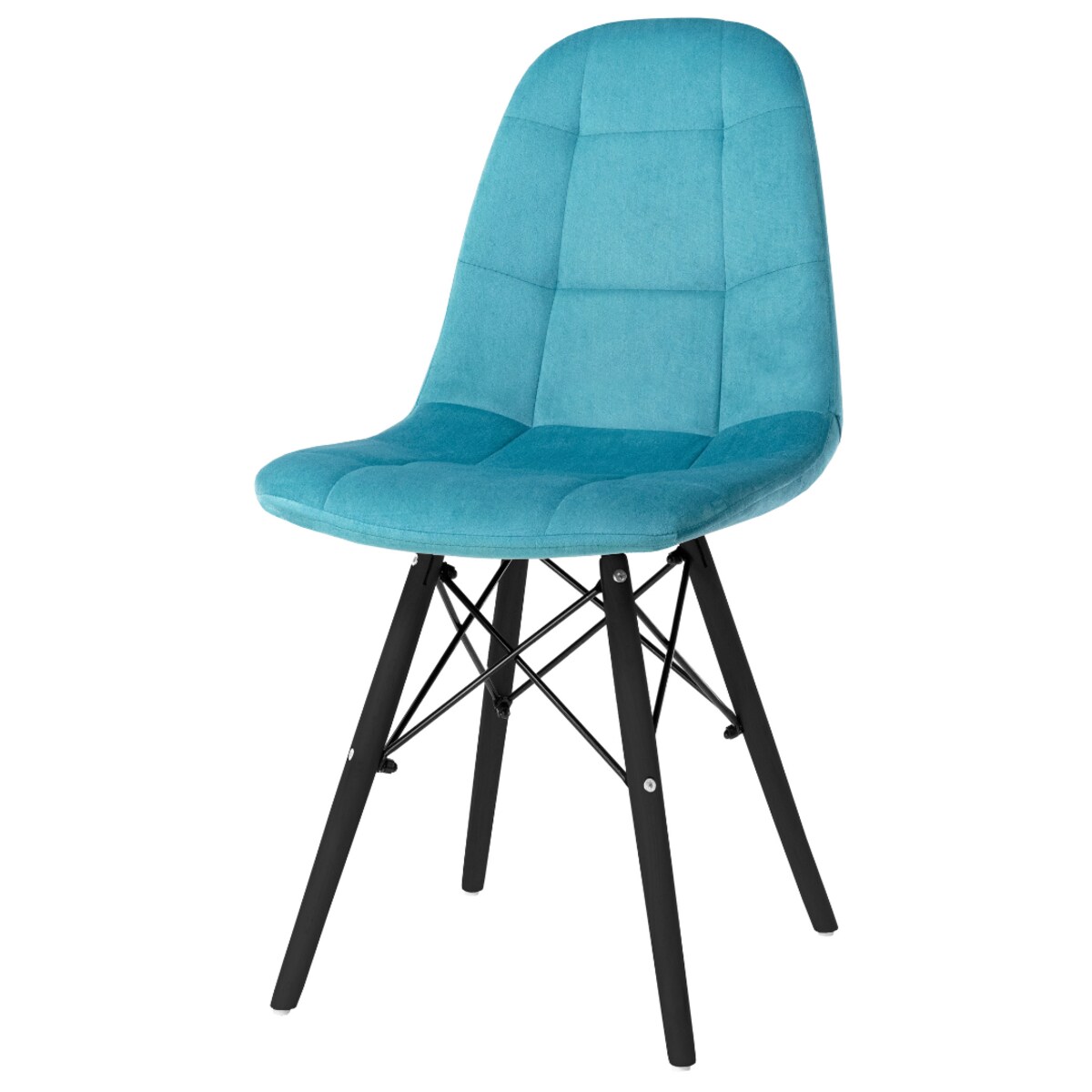 Krzesło tapicerowane turkusowe welurowe czarne nogi skandynawskie