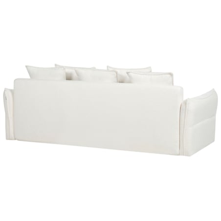 Sofa rozkładana z pojemnikiem boucle biała KRAMA