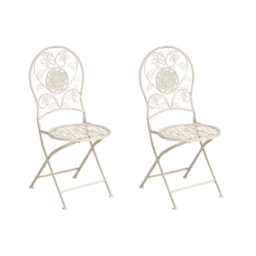 Zestaw 2 krzeseł ogrodowych YAVIZA Składane Metal Jasnobeżowy