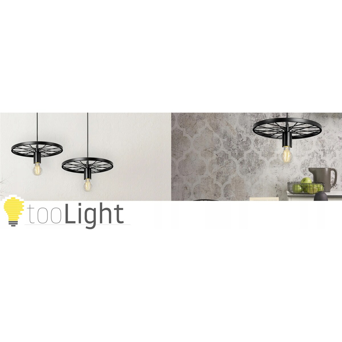 Lampa Wisząca Retro Koło Loft Czarna E27