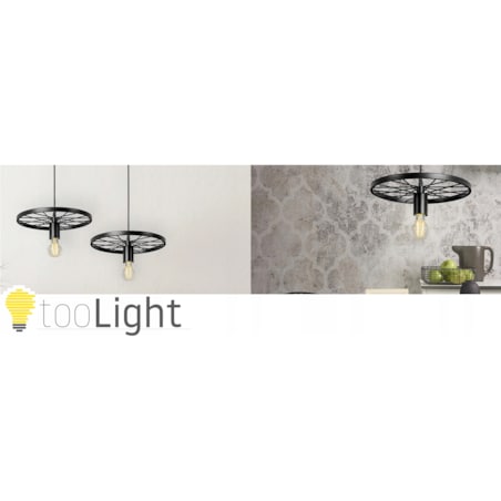 Lampa Wisząca Retro Koło Loft Czarna E27