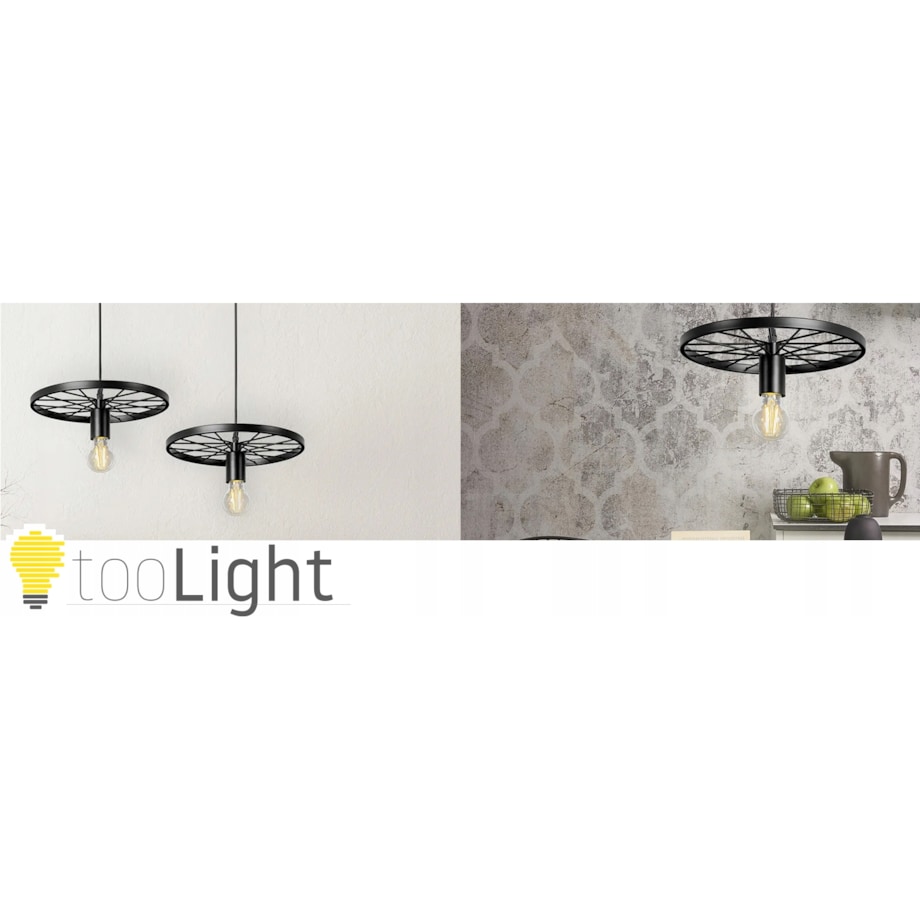 Lampa Wisząca Retro Koło Loft Czarna E27