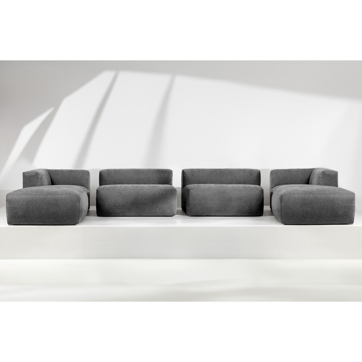 KONSIMO BUFFO 7/8-osobowa panoramiczna sofa narożna z wyjątkowo miękkim siedziskiem, kolor popielaty