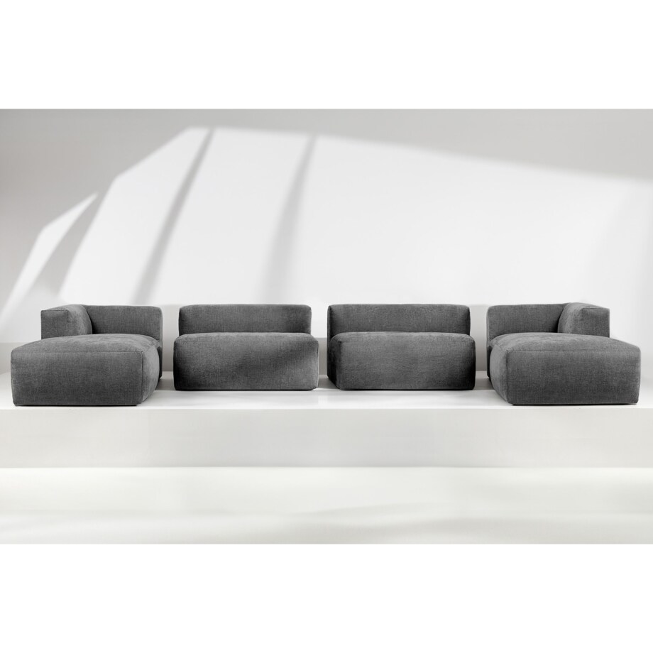 KONSIMO BUFFO 7/8-osobowa panoramiczna sofa narożna z wyjątkowo miękkim siedziskiem, kolor popielaty