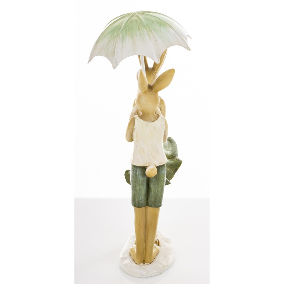 Dekoracja - para młodych królików 21x11x5,5 cm pod parasolem