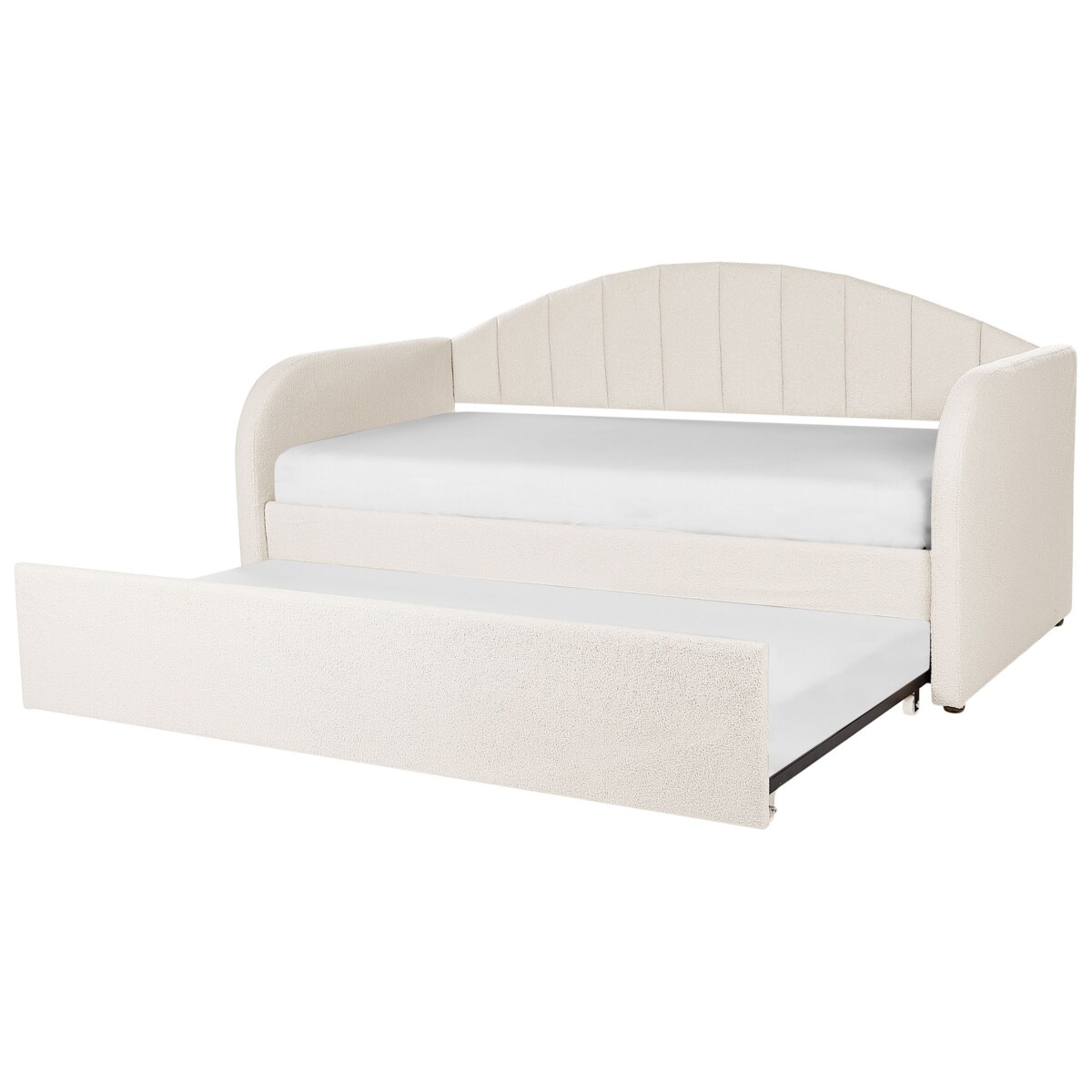 Łóżko wysuwane boucle 90 x 200 cm jasnobeżowe EYBURIE