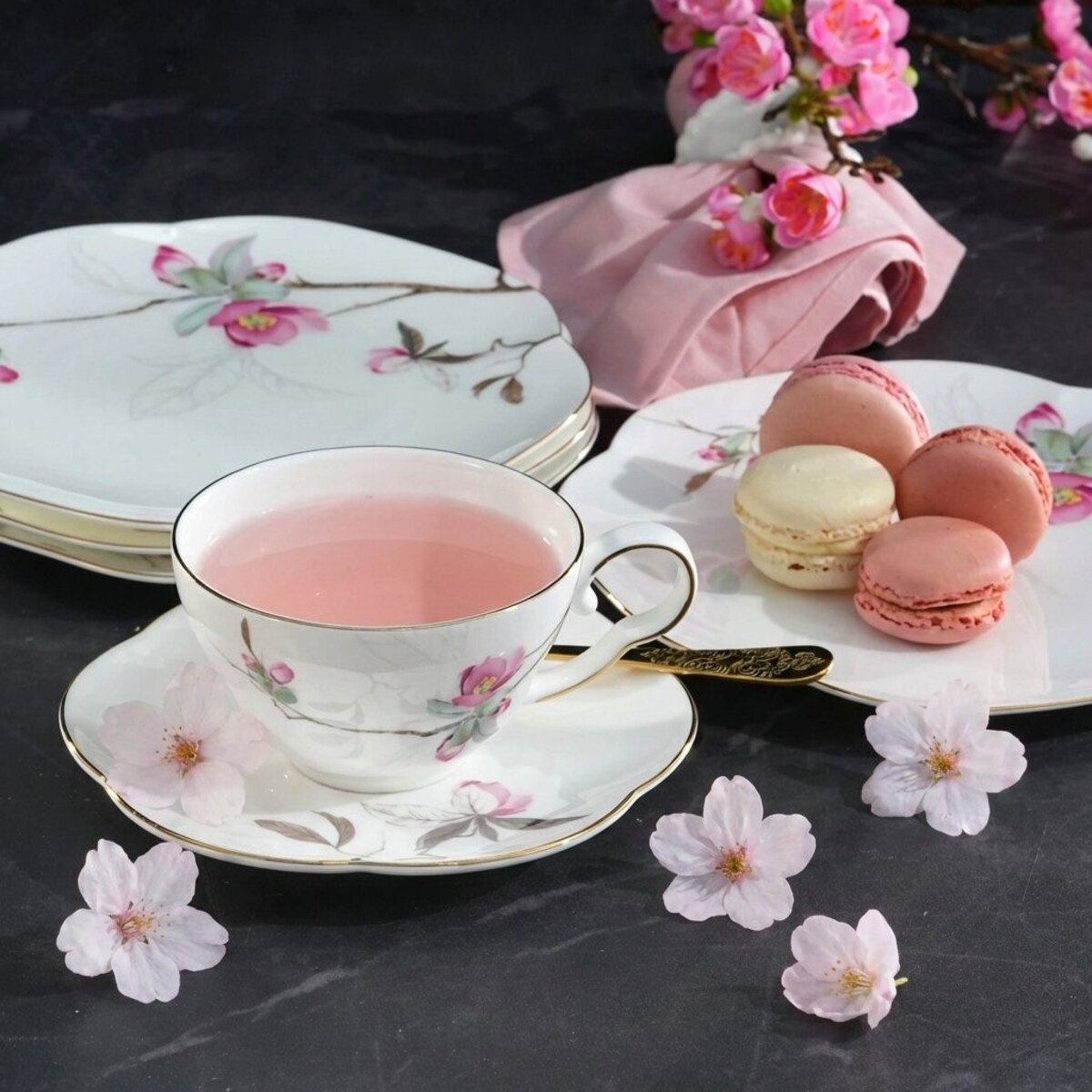 VILLA ITALIA Filiżanka do herbaty porcelanowa 200 ml ze spodkiem SPIRIT of JAPAN