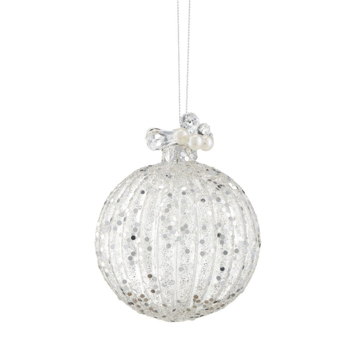 VILLA ITALIA Bombka srebrna z koralikami 8 cm