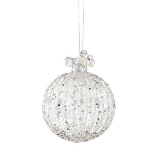 VILLA ITALIA Bombka srebrna z koralikami 8 cm