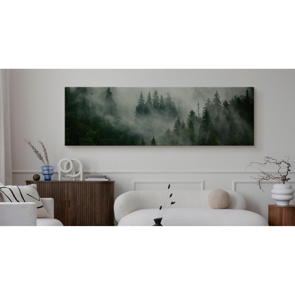 Obraz Panoramiczny Krajobraz Las We Mgle 145x45cm