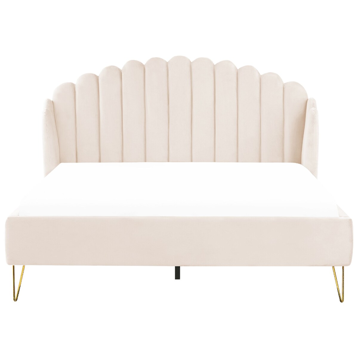 Łóżko welurowe 180 x 200 cm beżowe AMBILLOU