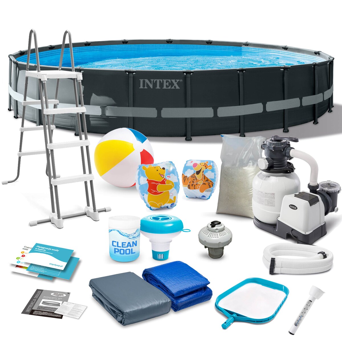 Basen ogrodowy stelażowy 610x122 cm Intex 26334 zestaw 17w1