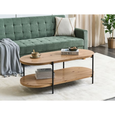 Stolik kawowy z półką jasne drewno BALINGER