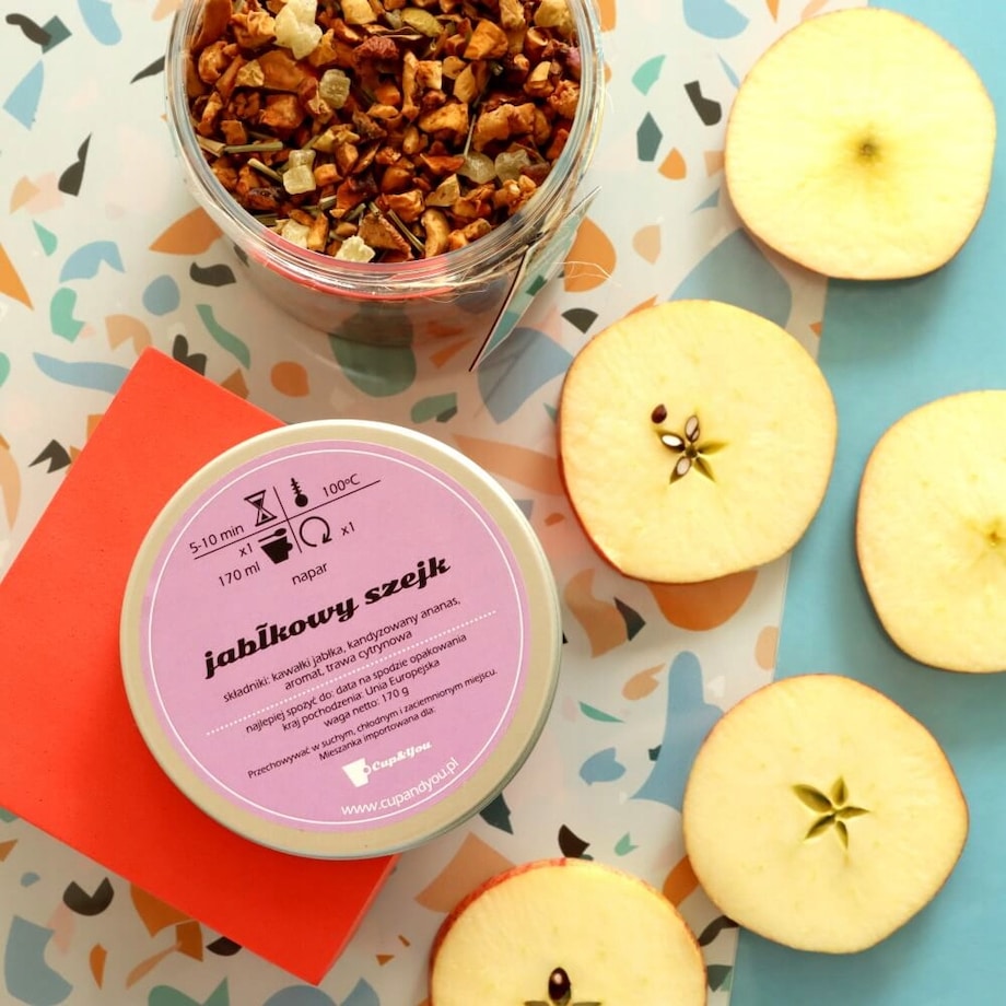 Herbata owocowa JABŁKOWY SZEJK o smaku jabłkowo-cytrusowym PREMIUM Cup&You - herbata liściasta sypana mieszanka napar susz - gotowa na prezent upominek