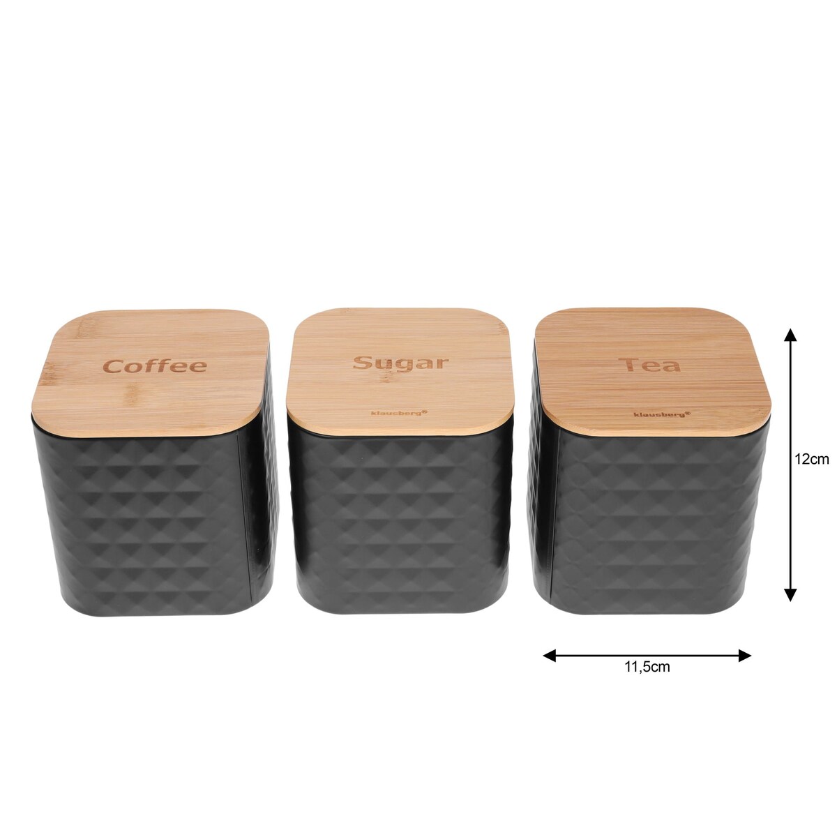 Chlebak w zestawie z 3 pojemnikami pojemnik na chleb pieczywo czarny KLAUSBERG