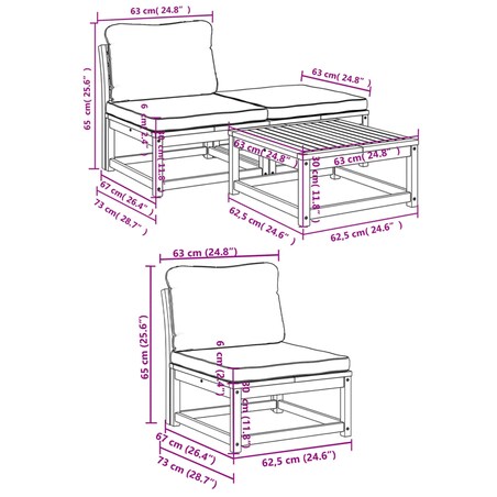 vidaXL 4-cz. zestaw wypoczynkowy do ogrodu, poduszki, drewno akacjowe