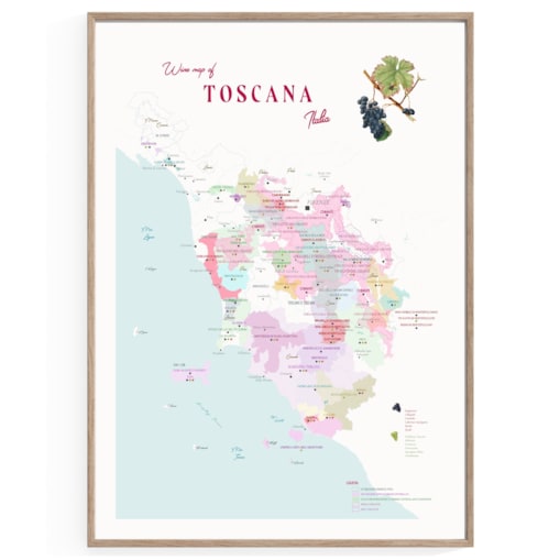 plakat TOSKANIA WŁOCHY region winiarski 40x50cm