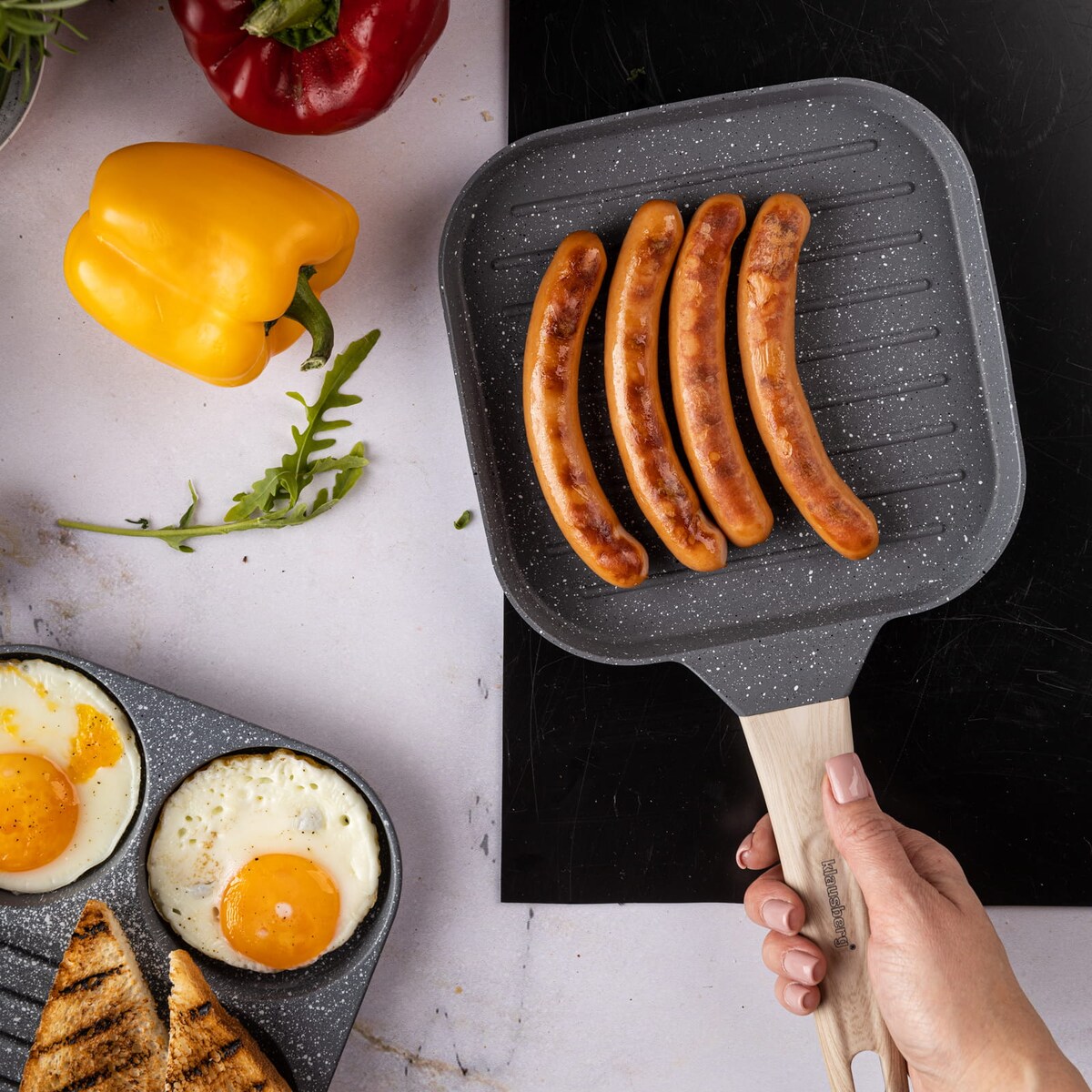 Patelnia grillowa 18x18cm marmurkowa SZARA KLAUSBERG