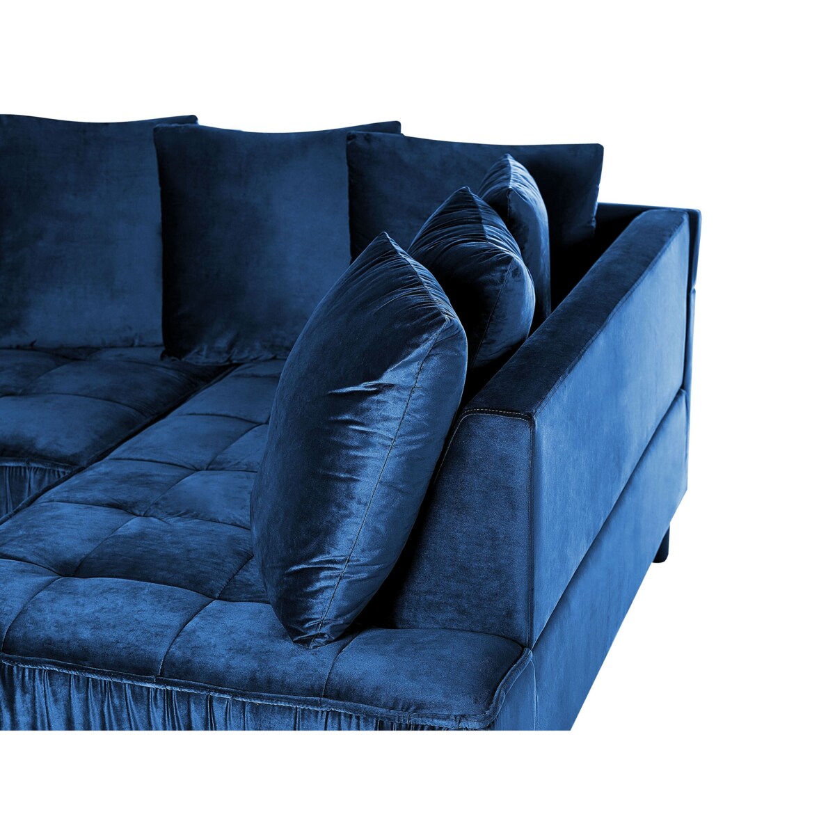 Narożnik welurowy lewostronny niebieski GRENA