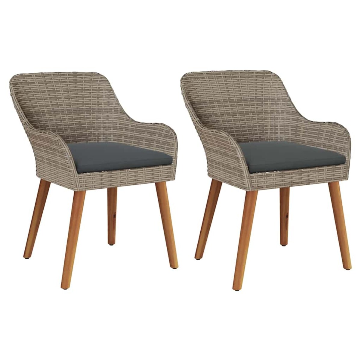 vidaXL Krzesło Ogrodowe 2 pcs Czarny 55 x 62.5 x 82cm polirattan