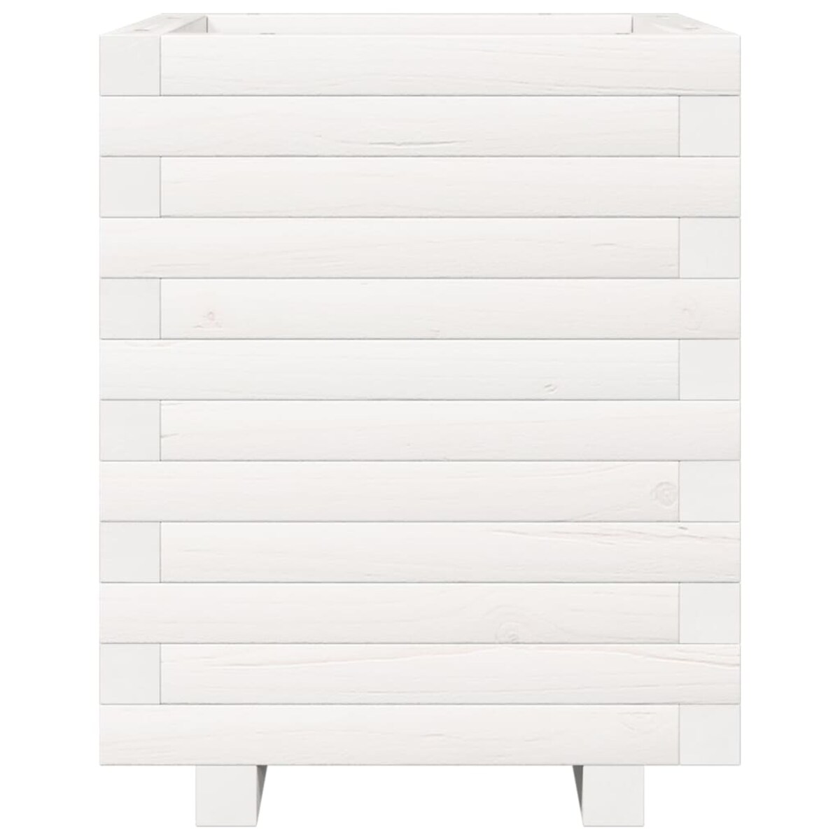 vidaXL Donica ogrodowa, biała, 40x40x49,5 cm, lite drewno sosnowe