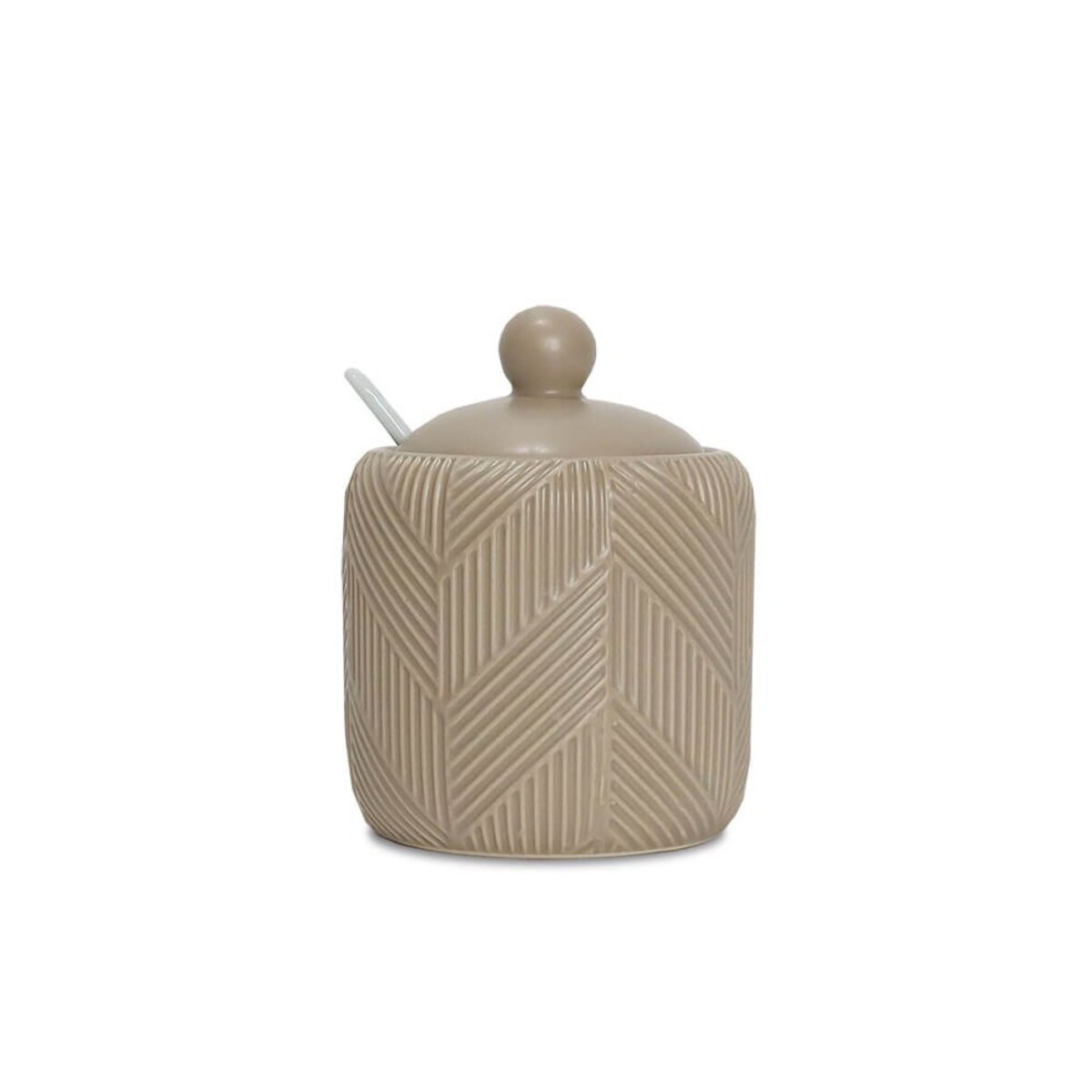 Cukiernica ceramiczna z łyżeczką cukierniczka pojemnik cukier Geometry Beige MAESTRO
