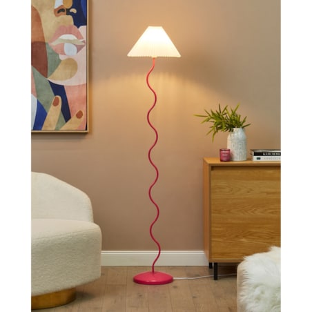Lampa podłogowa metalowa różowa z białym JIKAWO