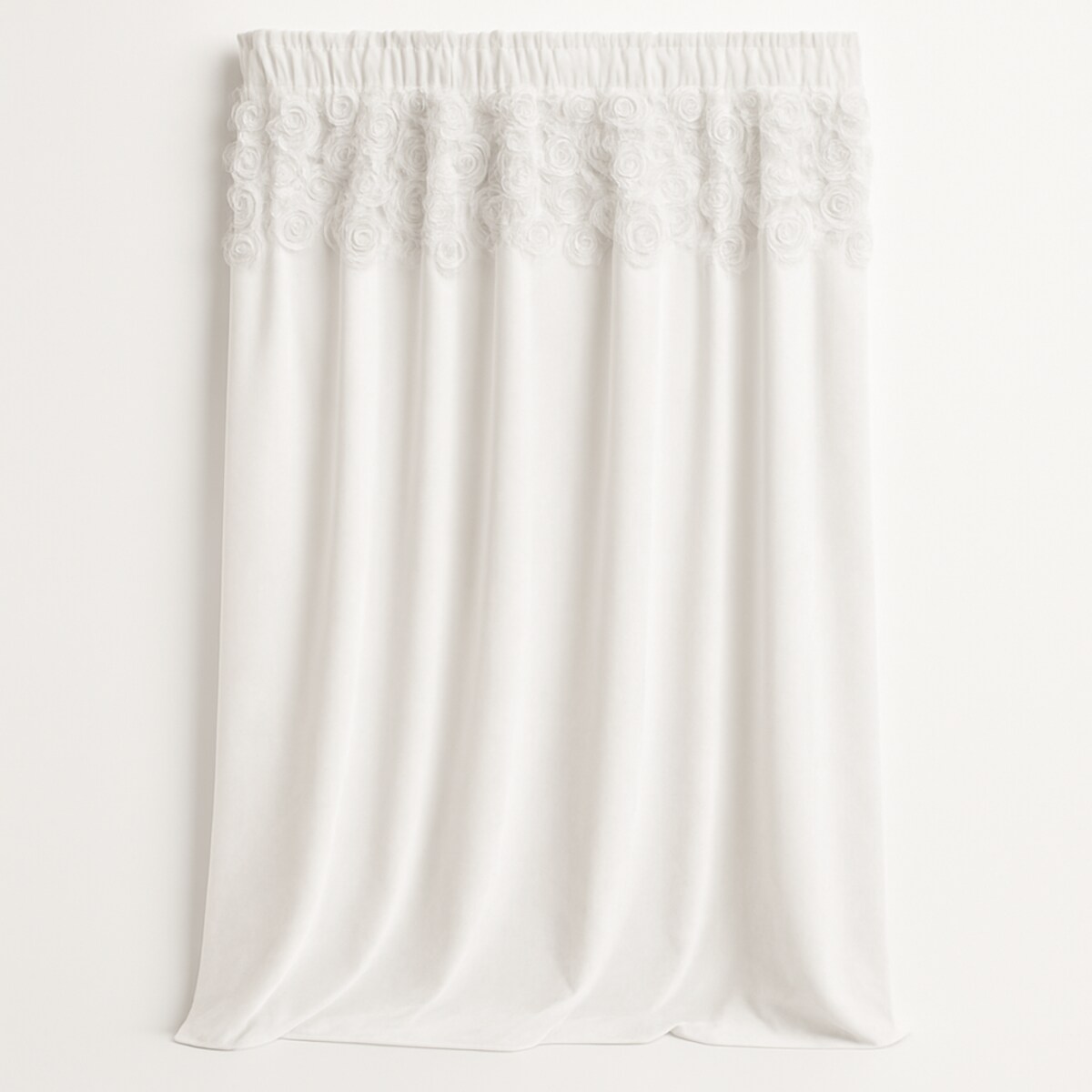 zasłona welurowa "bella rosa" z wyszywanymi różami | taśma | biały