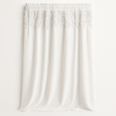 zasłona welurowa "bella rosa" z wyszywanymi różami | taśma | biały