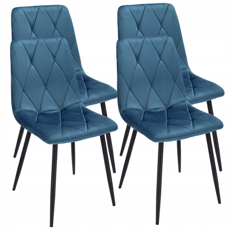 4 X Krzesło Tapicerowane Pikowane Welur Nowoczesne