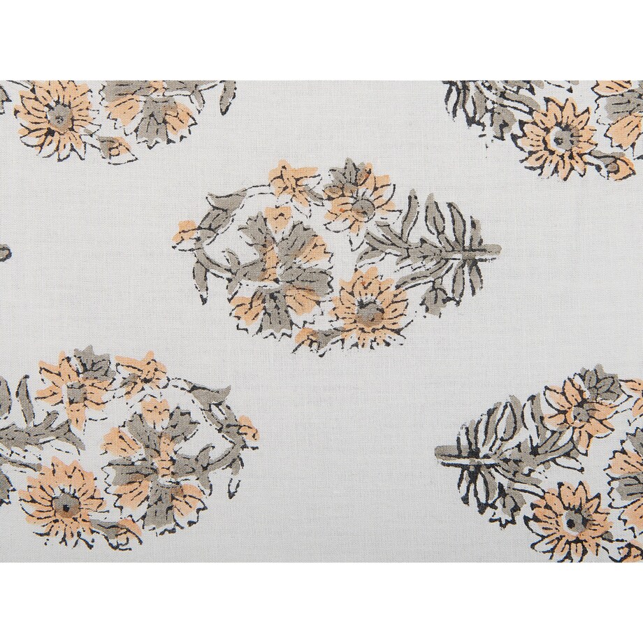 2 bawełniane poduszki dekoracyjne w kwiaty z frędzlami 45 x 45 cm biało-pomarańczowe SATIVUS