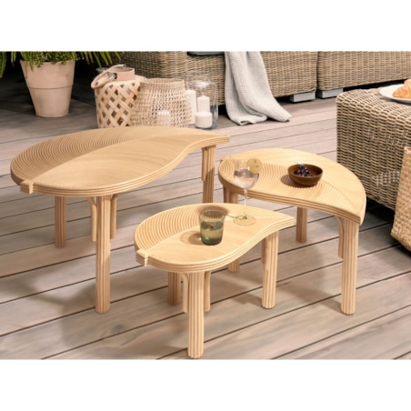 Zestaw 3 stolików kawowych PARALIA Rattan Naturalny
