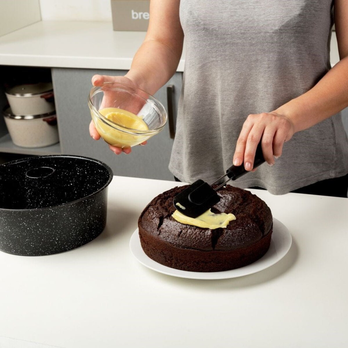 Forma Foremka do Babki Ciasta Granitowa z Kominem Nature 25 cm Kominowa