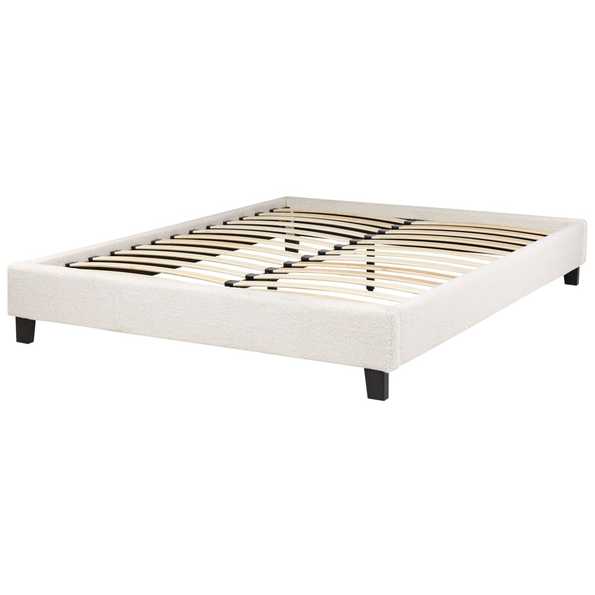 Łóżko bez zagłówka Boucle ROANNE 140 x 200 cm Kremowy