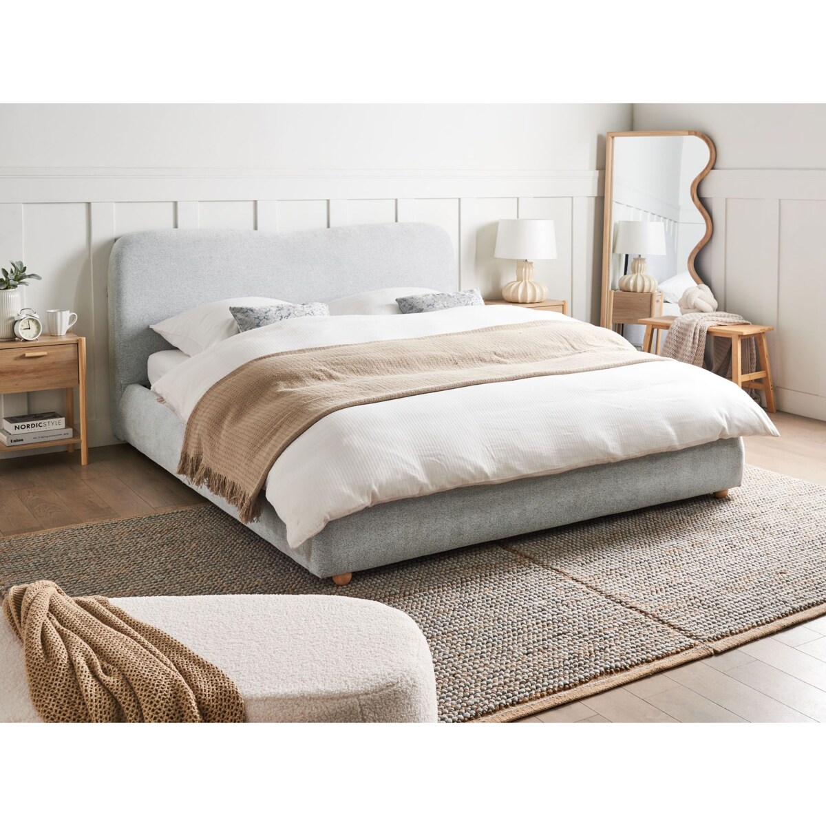 Łóżko z pojemnikiem BLAGNAC 160 x 200 cm Jasnoszary