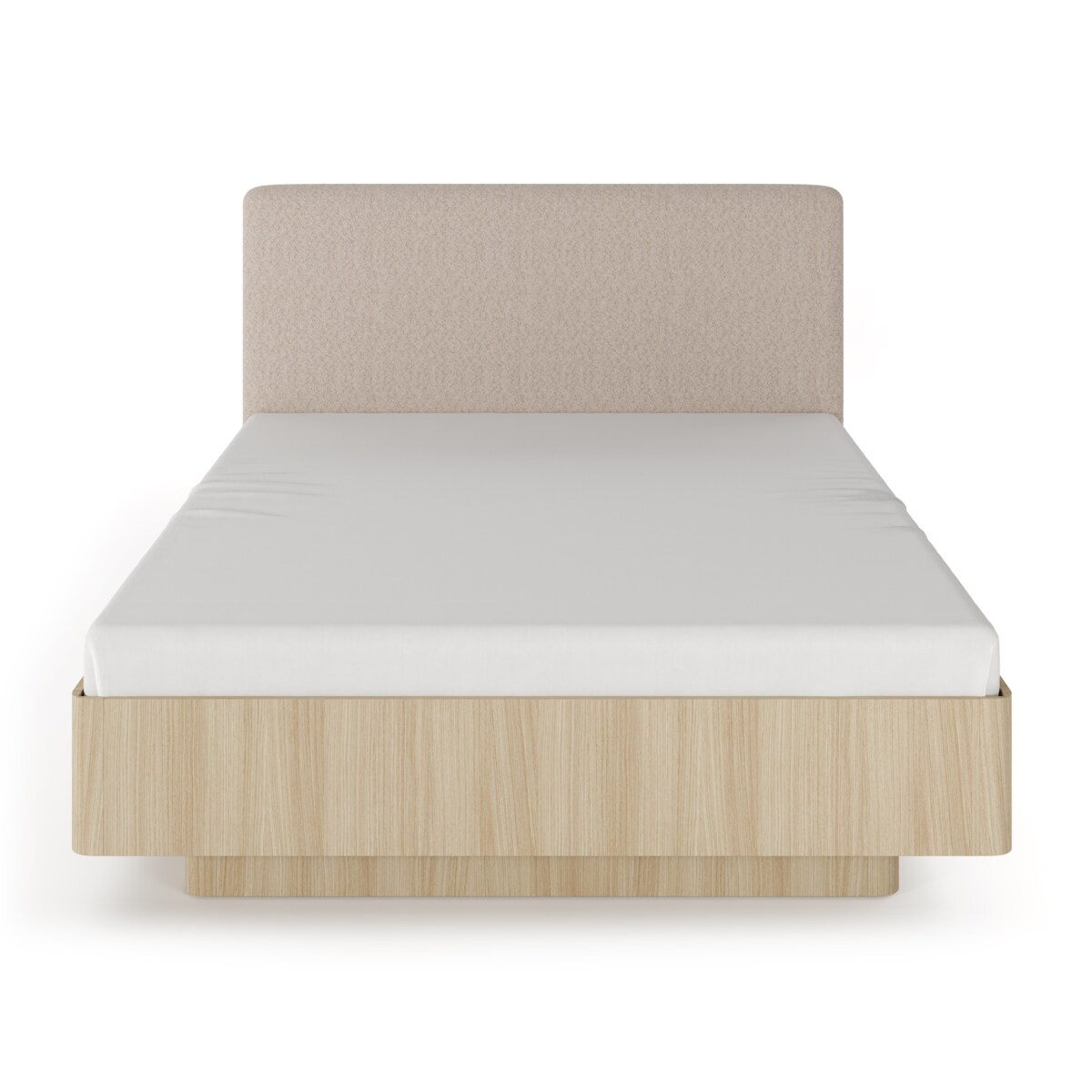 Łóżko do sypialni KIKI z tapicerowanym zagłówkiem i drewnianym stelażem