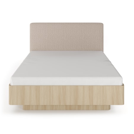 Łóżko do sypialni KIKI z tapicerowanym zagłówkiem i drewnianym stelażem