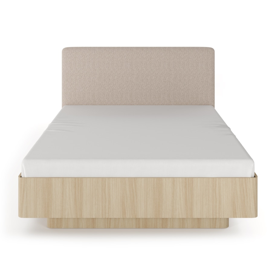 Łóżko do sypialni KIKI z tapicerowanym zagłówkiem i drewnianym stelażem