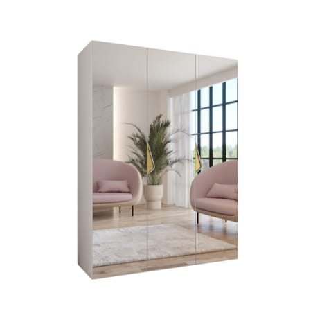 Szafa uchylna z lustrem Sandi 3 150 wys 202 cm Biały + u Złoty