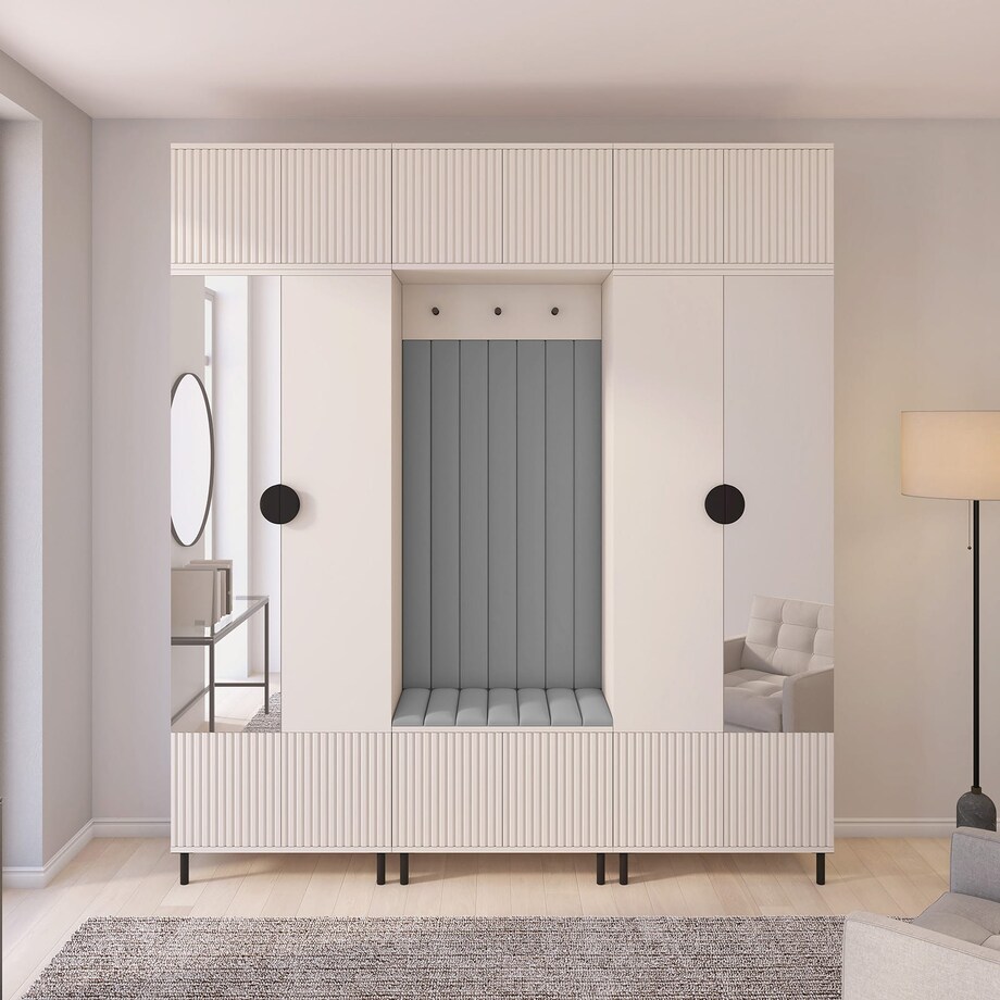 Zestaw szaf frezowanych z lustrem Ritmo wersja 3 Trinity 14 beż kaszmir